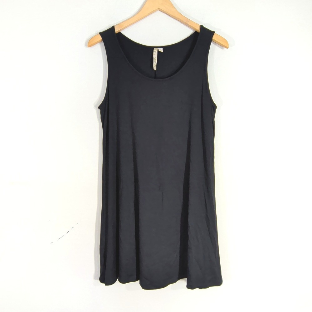 Comfy USA Black Tank Tunic; Sleeveless Modal Spandex Knit A-Line